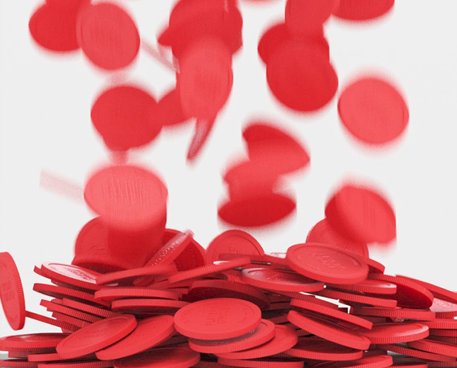 Players Circle red coins falling