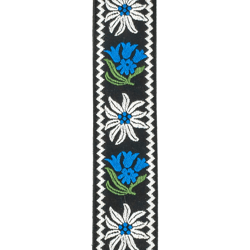 Woven Guitar Strap, Peace Love, Black and Blue
